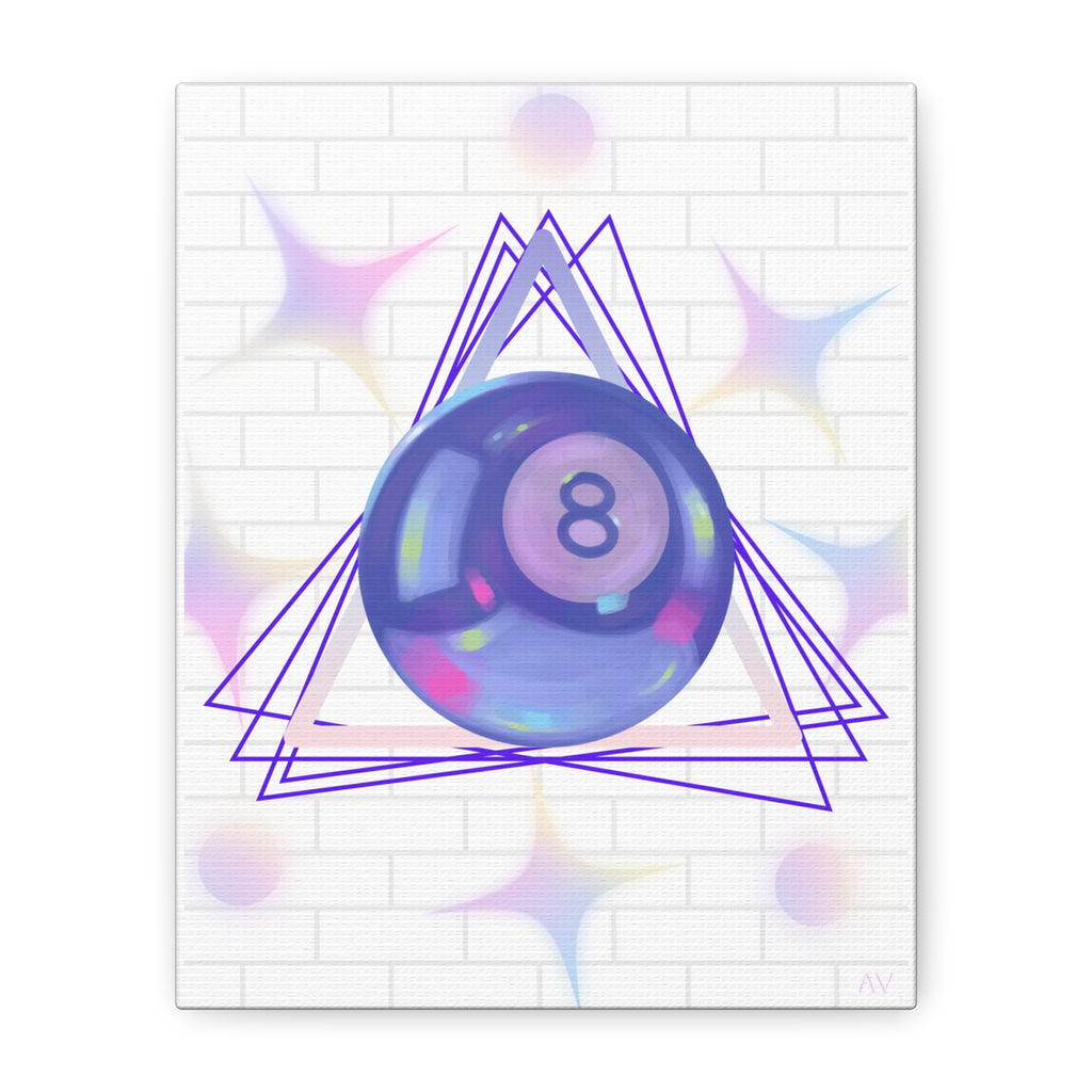 Magic Eight Ball Geometric Canvas Art — Retro Pastel Room Wall Decor 