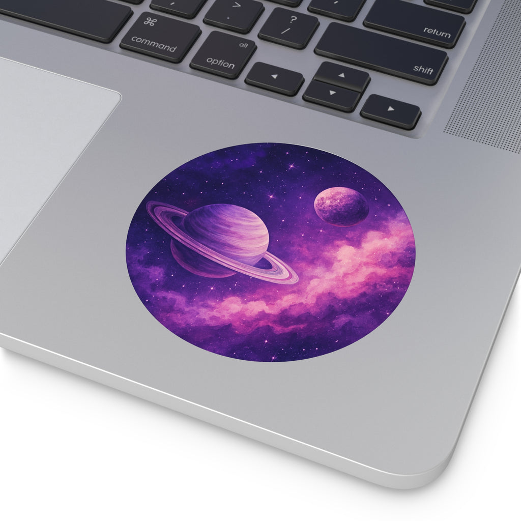 Saturn, Space Sticker, Round Vinyl Stickers 