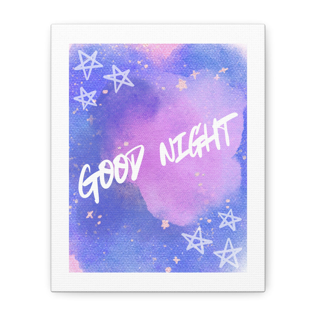 Good Night Watercolor Canvas Art — Galaxy Star Wall Decor 