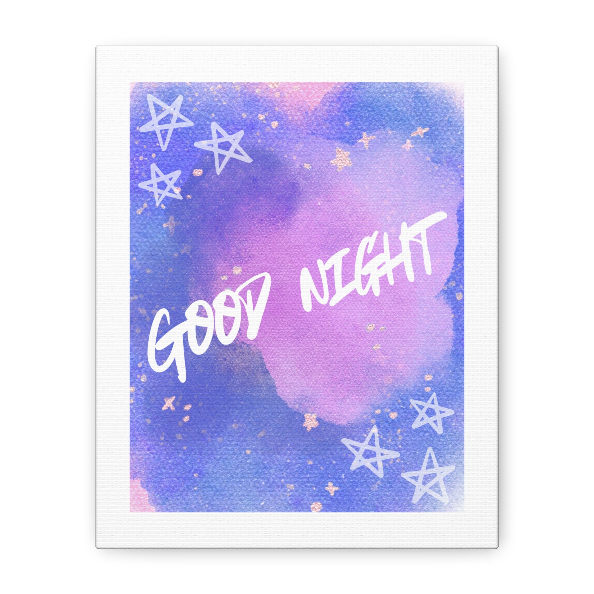 Good Night Watercolor Canvas Art — Galaxy Star Wall Decor 