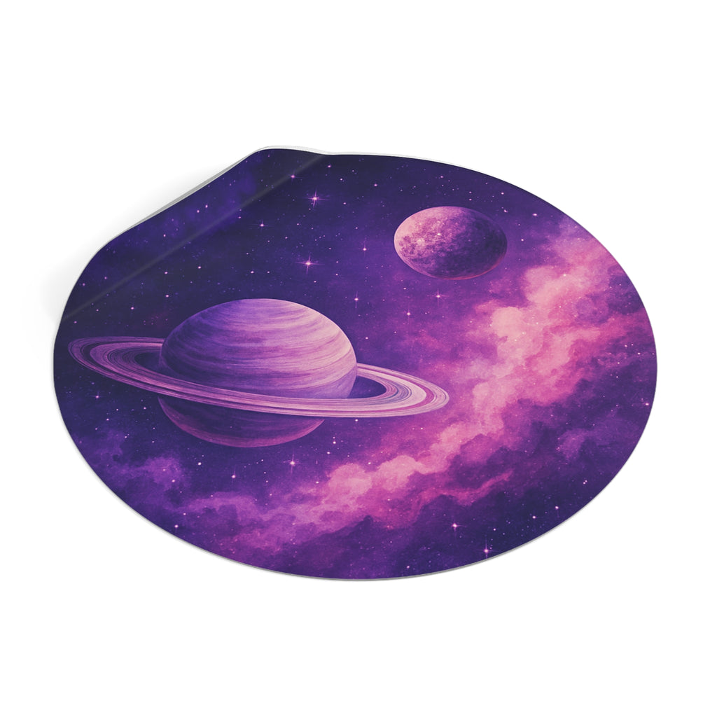 Saturn, Space Sticker, Round Vinyl Stickers 