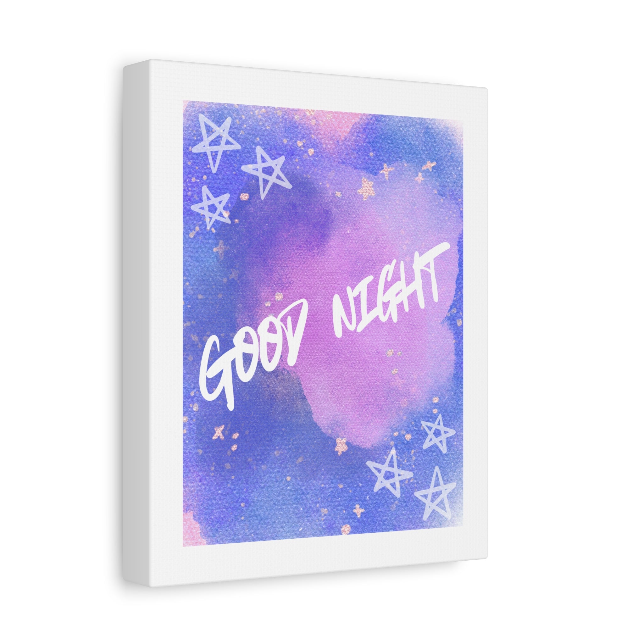 Good Night Watercolor Canvas Art — Galaxy Star Wall Decor 