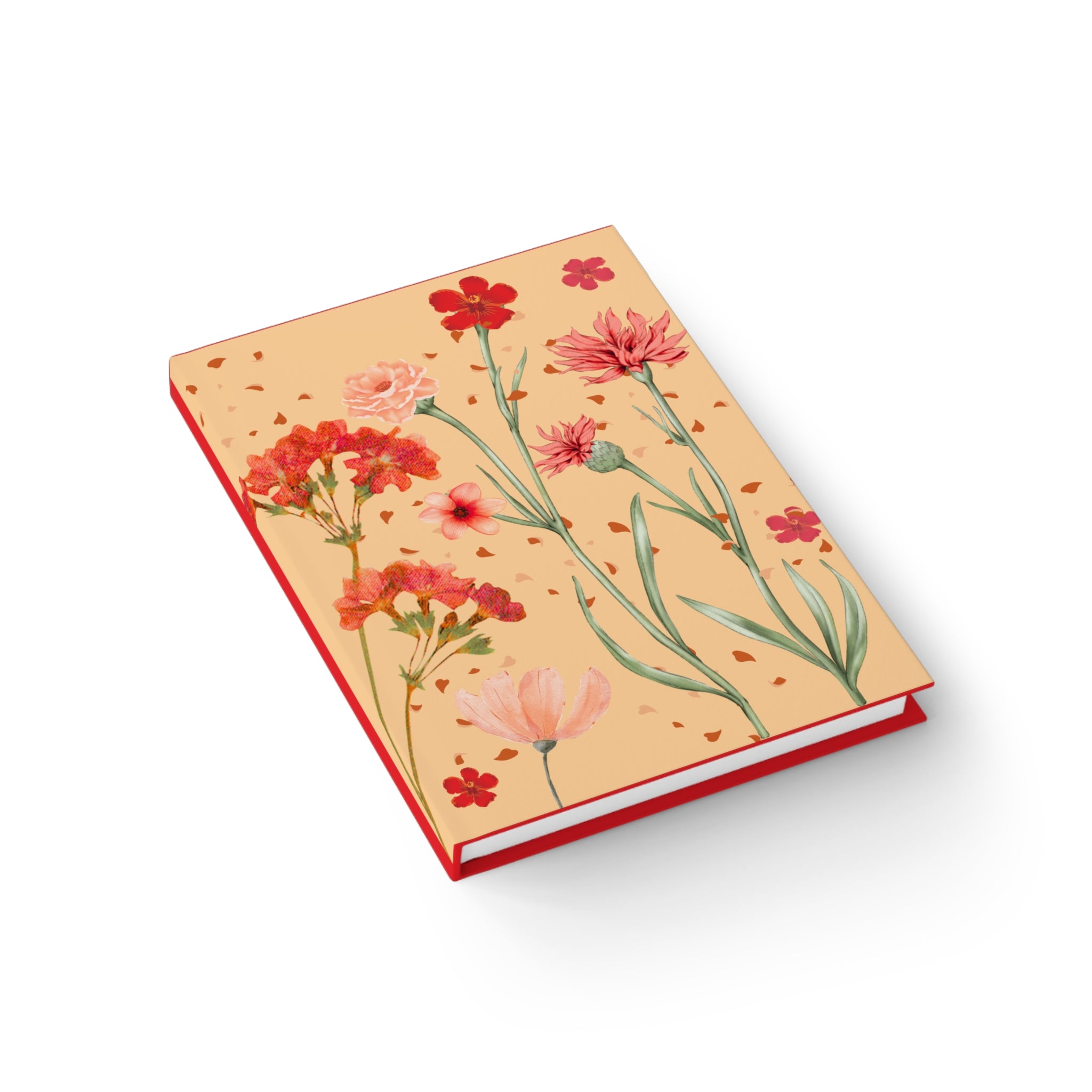 Red Floral Meadow Hardcover Journal 