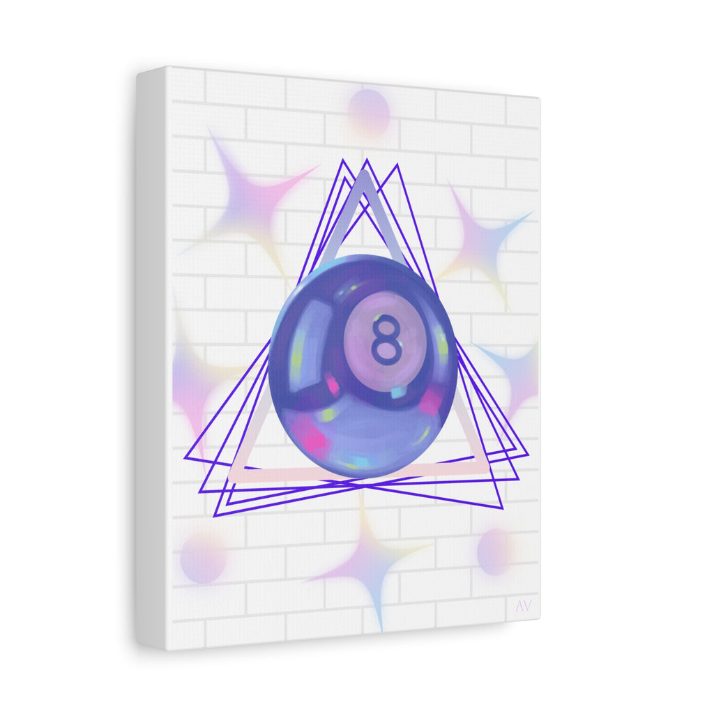Magic Eight Ball Geometric Canvas Art — Retro Pastel Room Wall Decor 