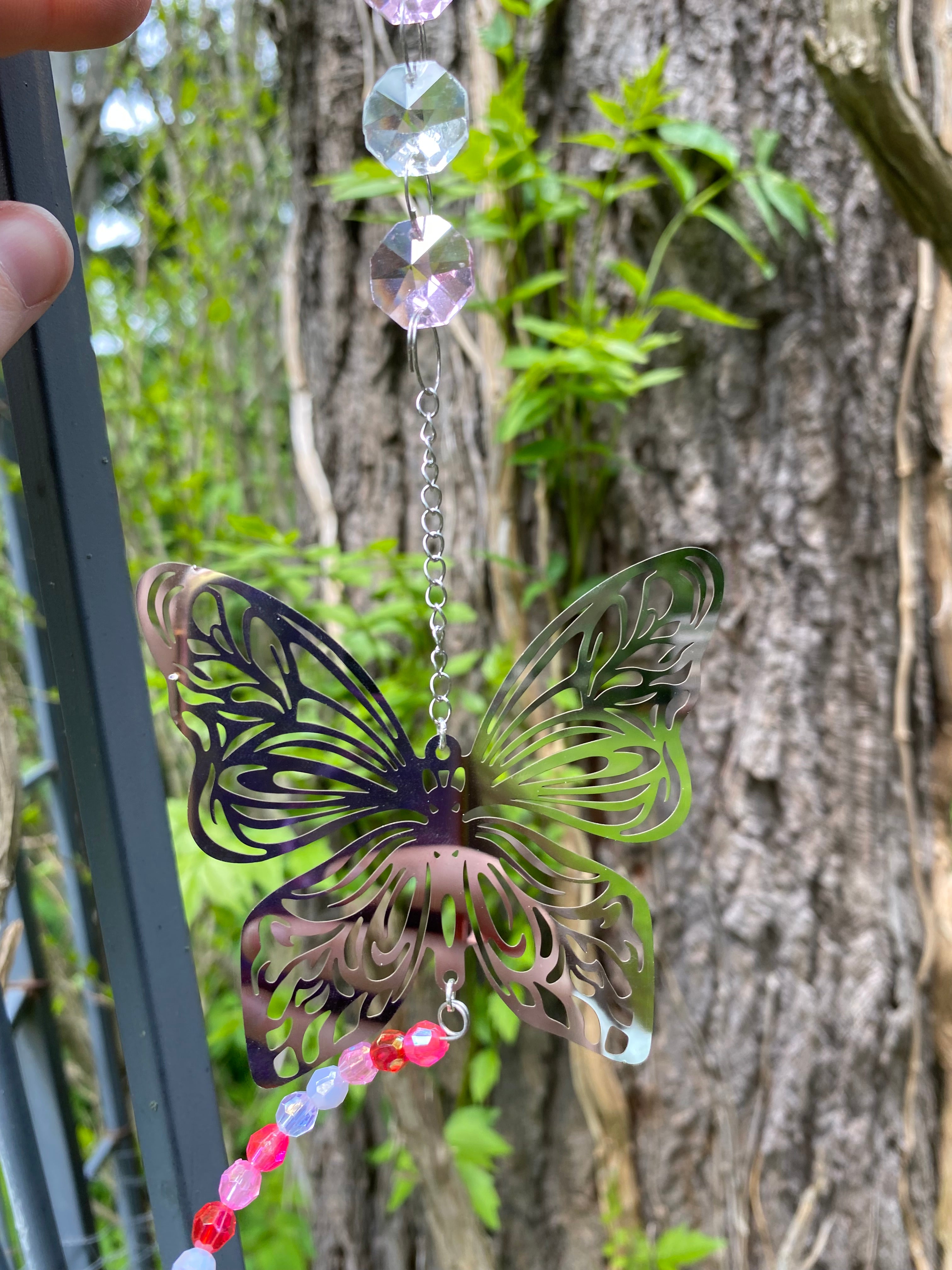 Butterfly rose colored Suncatcher 