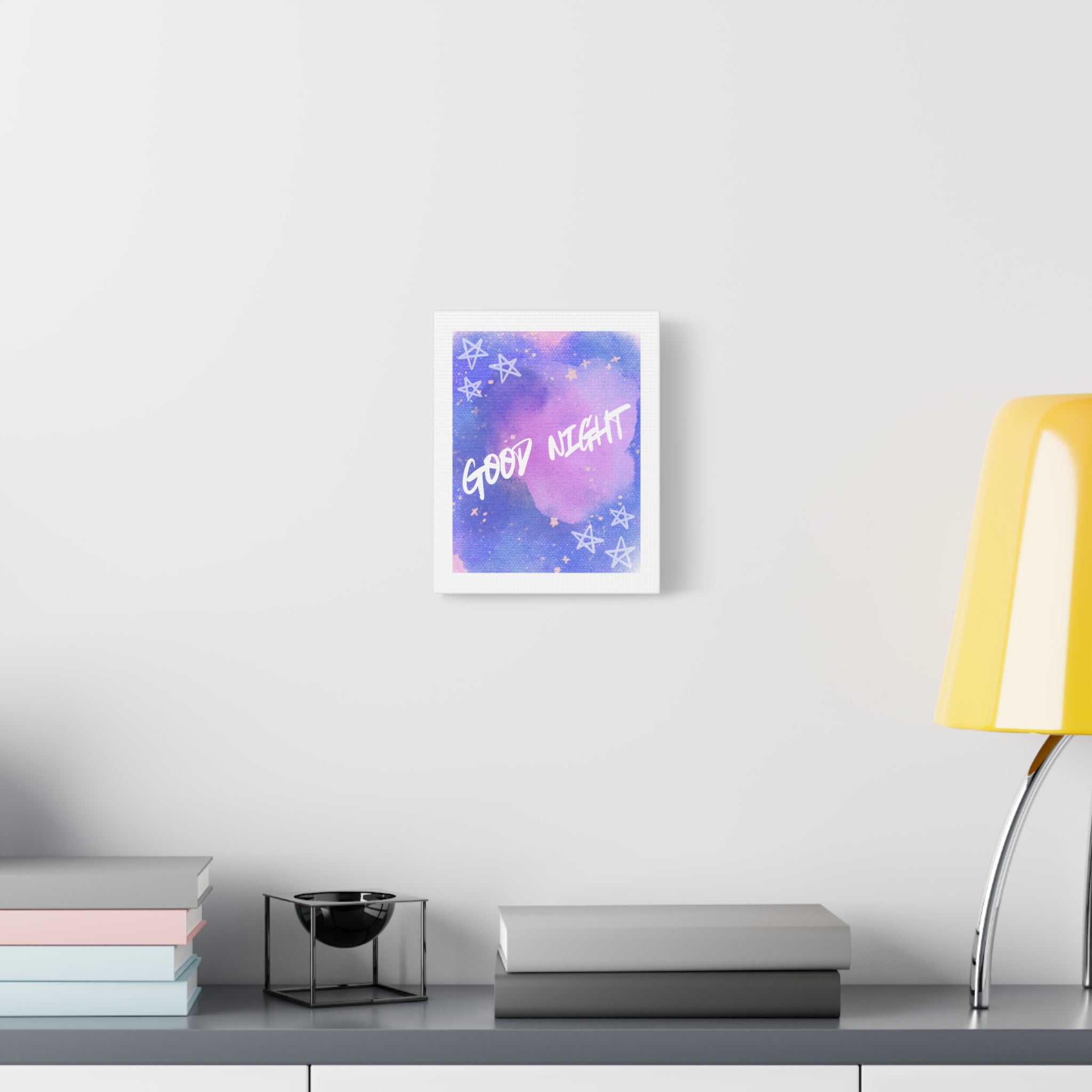 Good Night Watercolor Canvas Art — Galaxy Star Wall Decor 