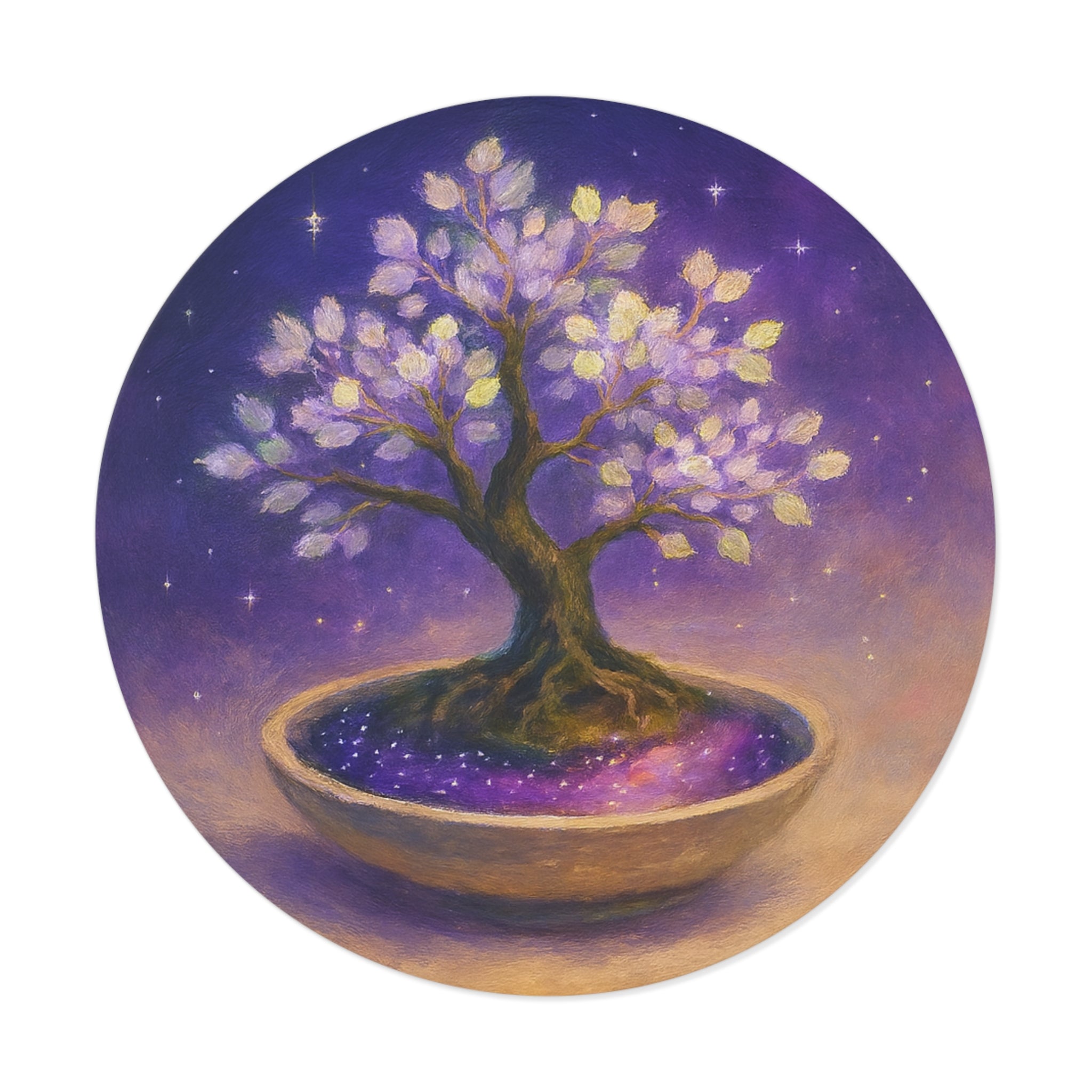 Cosmic Tree, Planted Galaxy, Round Vinyl Stickers 