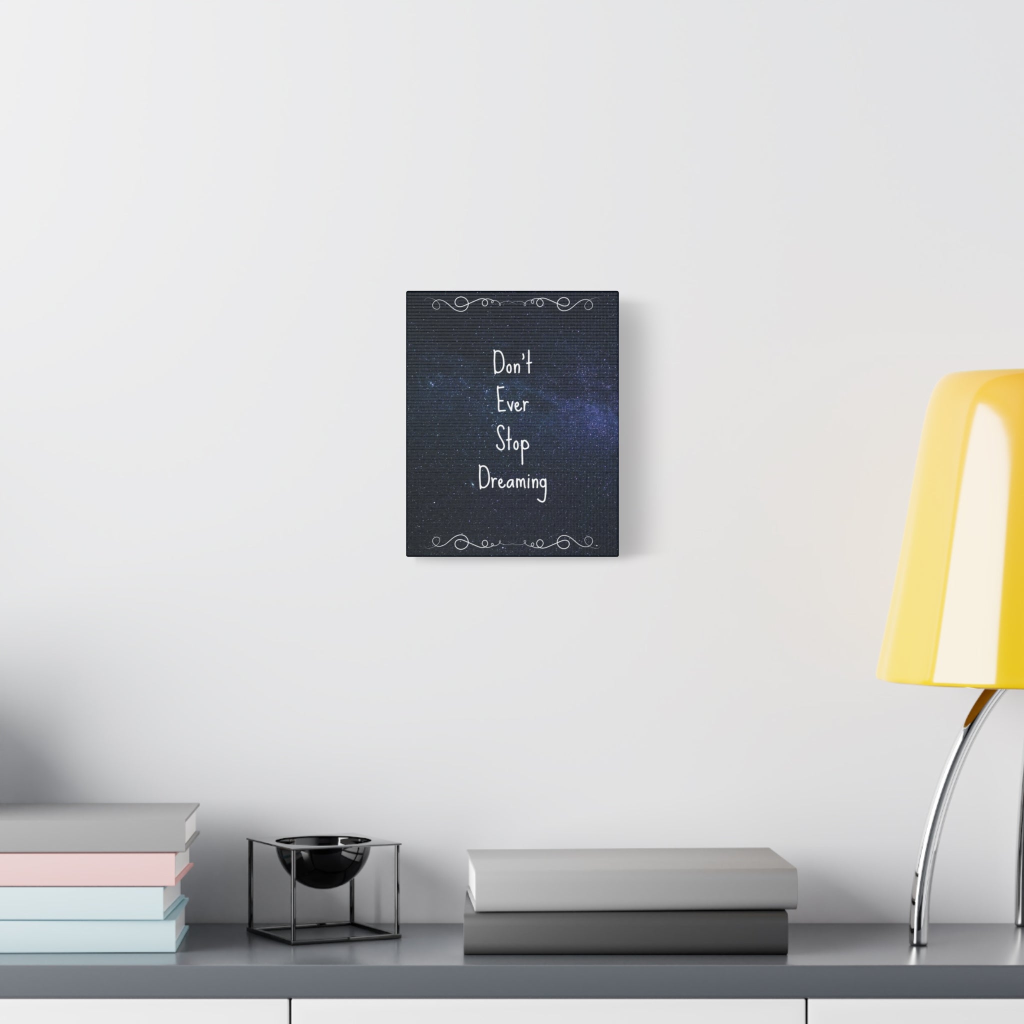 Don't Ever Stop Dreaming Canvas Wall Art — Motivational Starry Night Print 