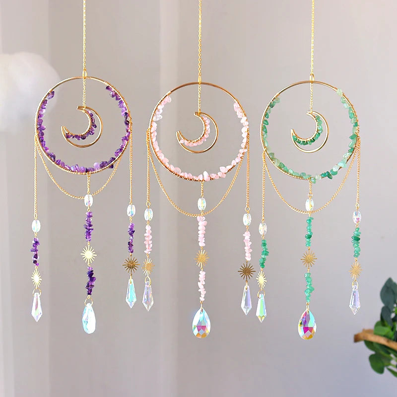 Natural Crystal Sun Catcher Crystal Hanging Suncatcher for Home Decoration Wind Chime 