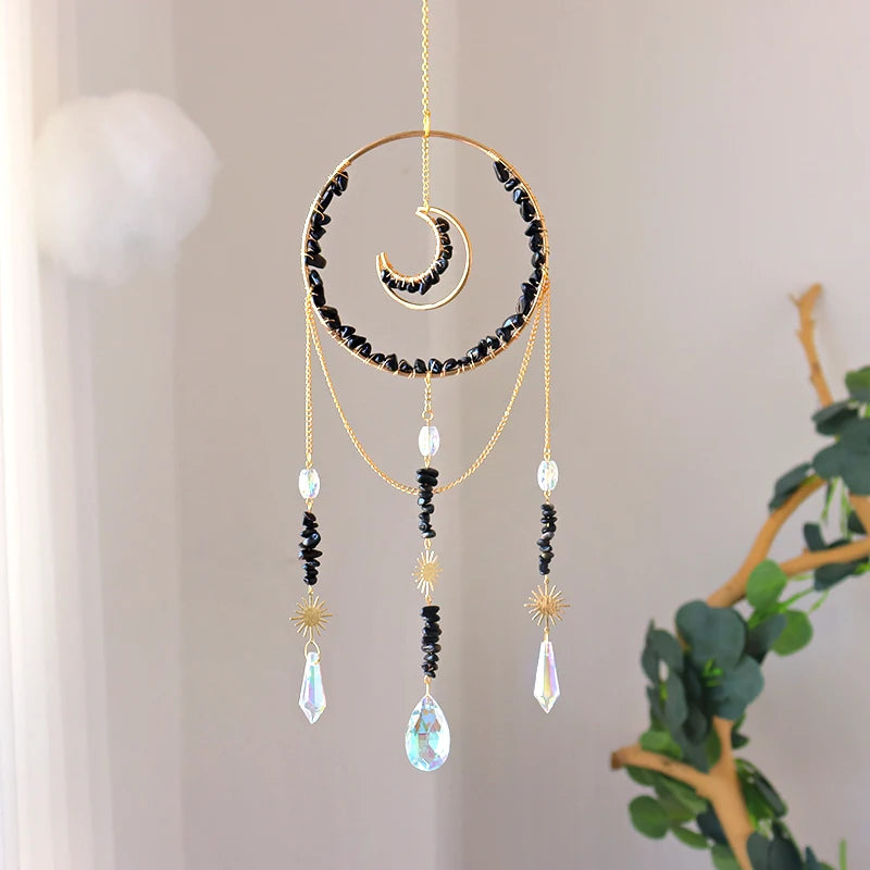 Natural Crystal Sun Catcher Crystal Hanging Suncatcher for Home Decoration Wind Chime 