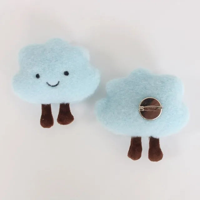 Cute Smiling Cloud Pin Brooch Plush Brooch for Bags, Clothes, Accessories 