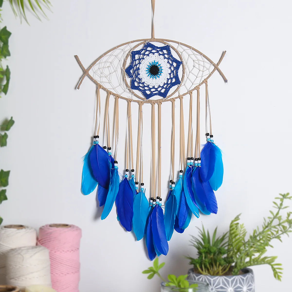 Evil Eye Dream Catcher, Boho Room Decor , Wall Hanging 
