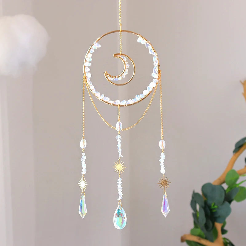 Natural Crystal Sun Catcher Crystal Hanging Suncatcher for Home Decoration Wind Chime 