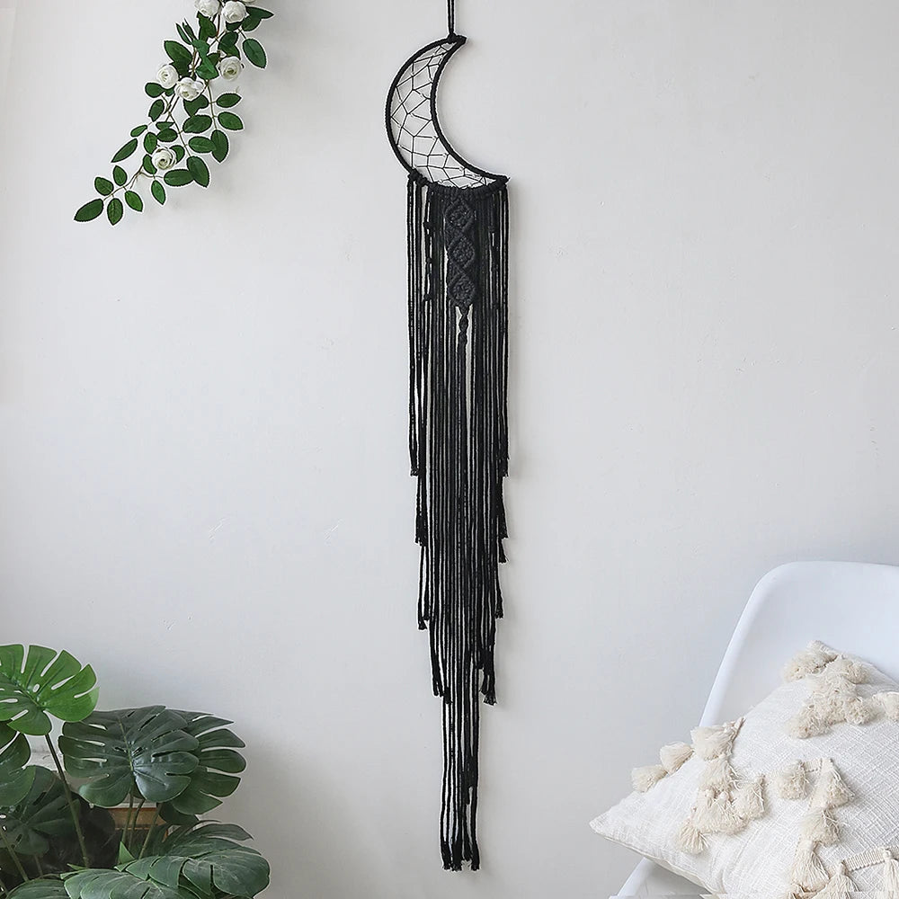 3 pcs Black Moon Dream Catcher, Macrame With Crystal, Home Decor 