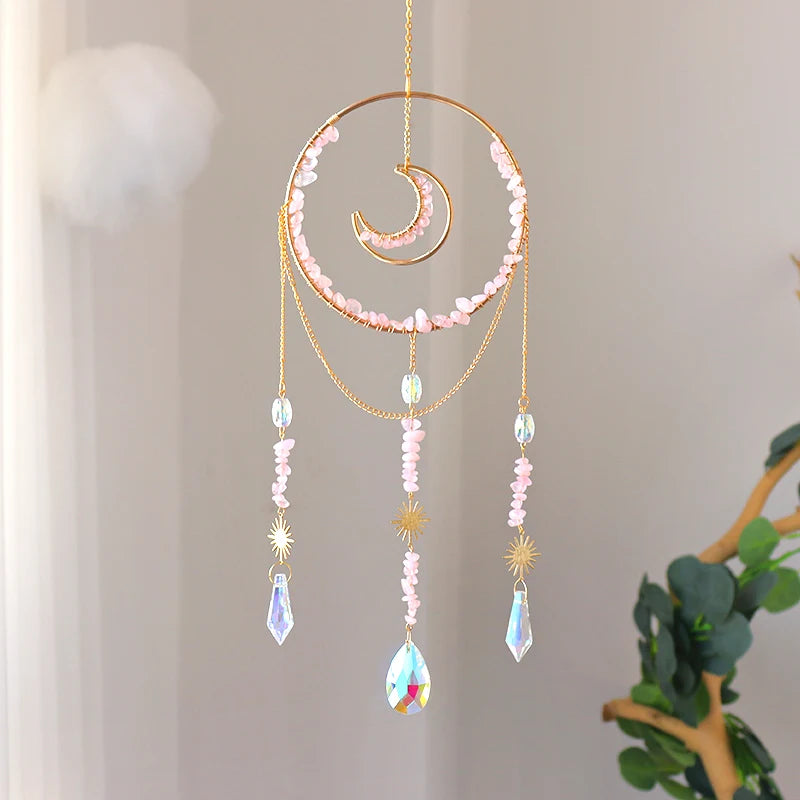 Natural Crystal Sun Catcher Crystal Hanging Suncatcher for Home Decoration Wind Chime 