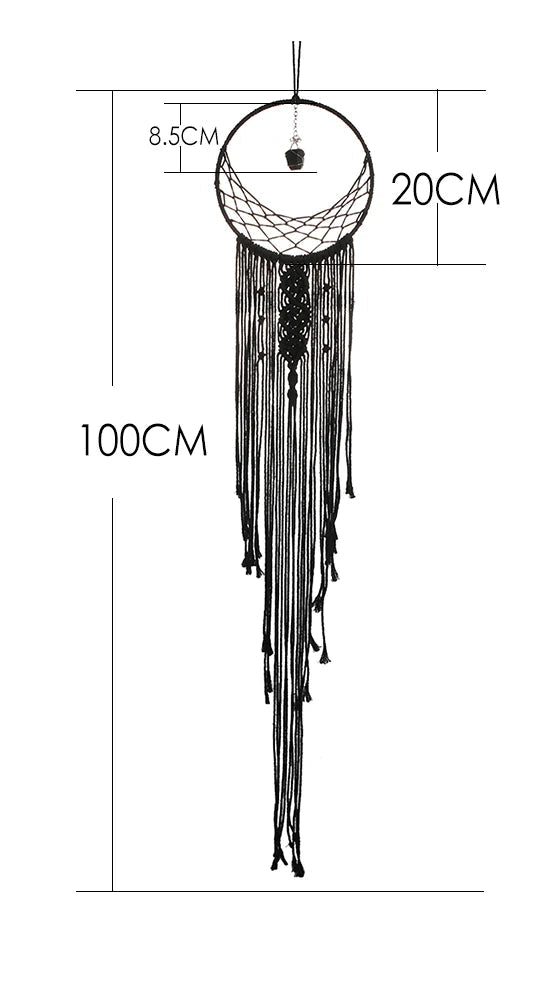 3 pcs Black Moon Dream Catcher, Macrame With Crystal, Home Decor 
