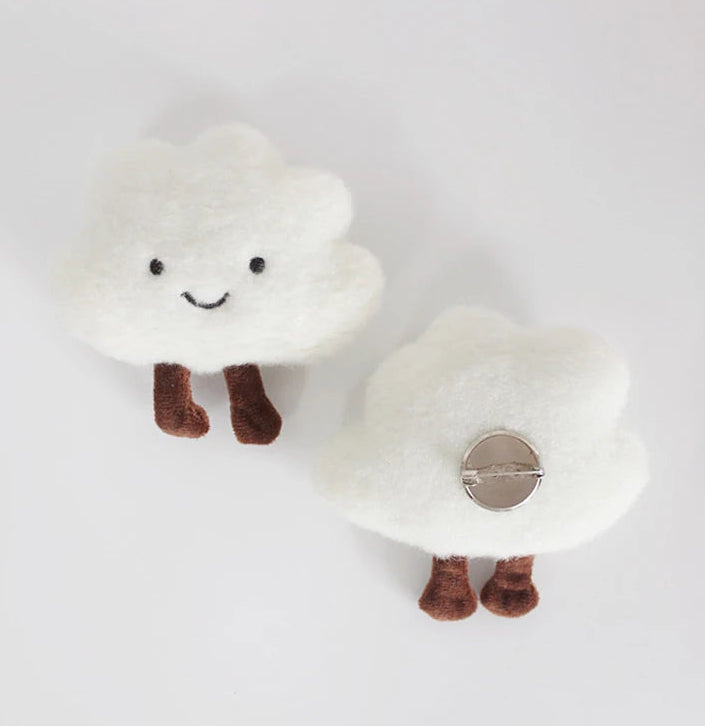 Cute Smiling Cloud Pin Brooch Plush Brooch for Bags, Clothes, Accessories 