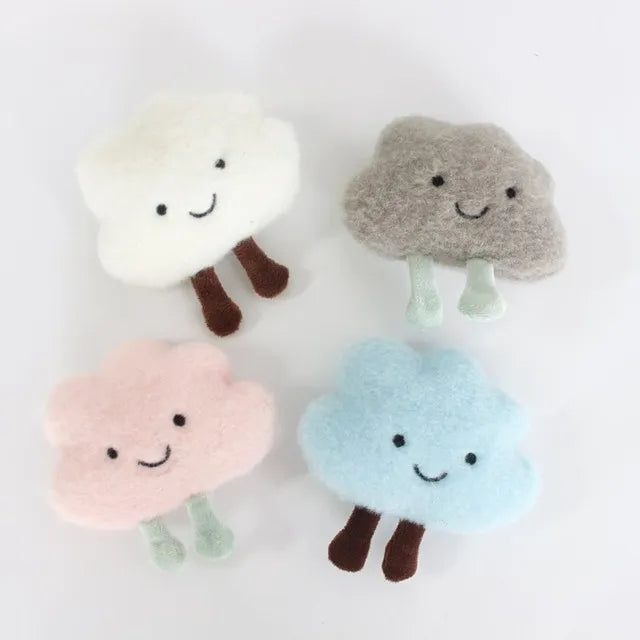 Cute Smiling Cloud Pin Brooch Plush Brooch for Bags, Clothes, Accessories 
