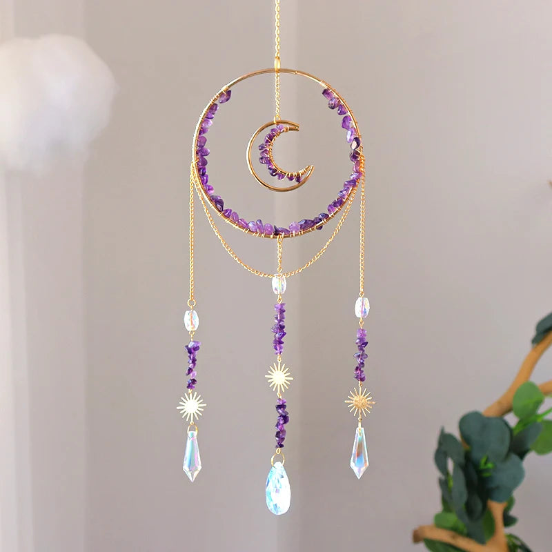 Natural Crystal Sun Catcher Crystal Hanging Suncatcher for Home Decoration Wind Chime 