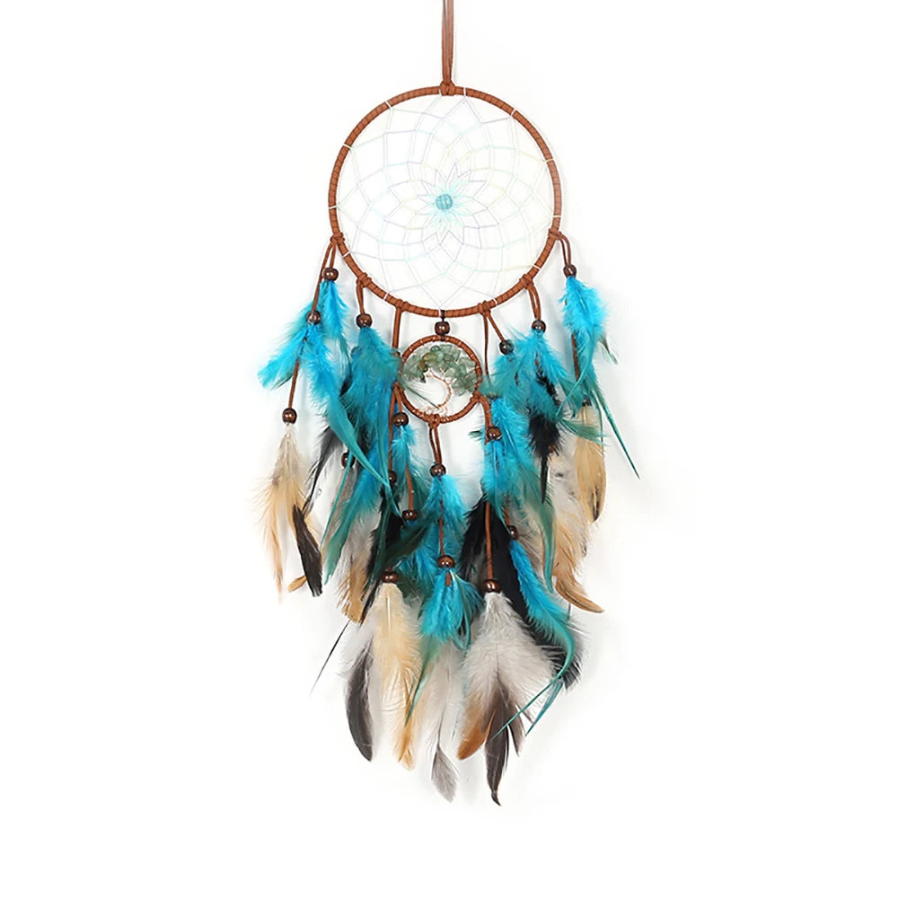 Native Style Blue Dream Catcher and Feathers, Home Decor, Hanging Bedroom 