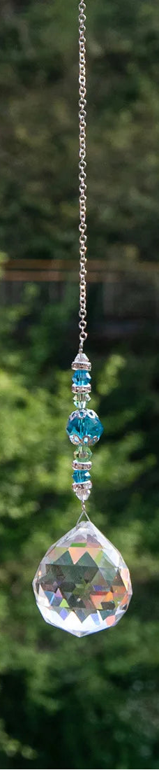 Blue Sun Catcher, Crystal Chandelier Decor, Hanging Pendant Light Catcher, Home Garden 