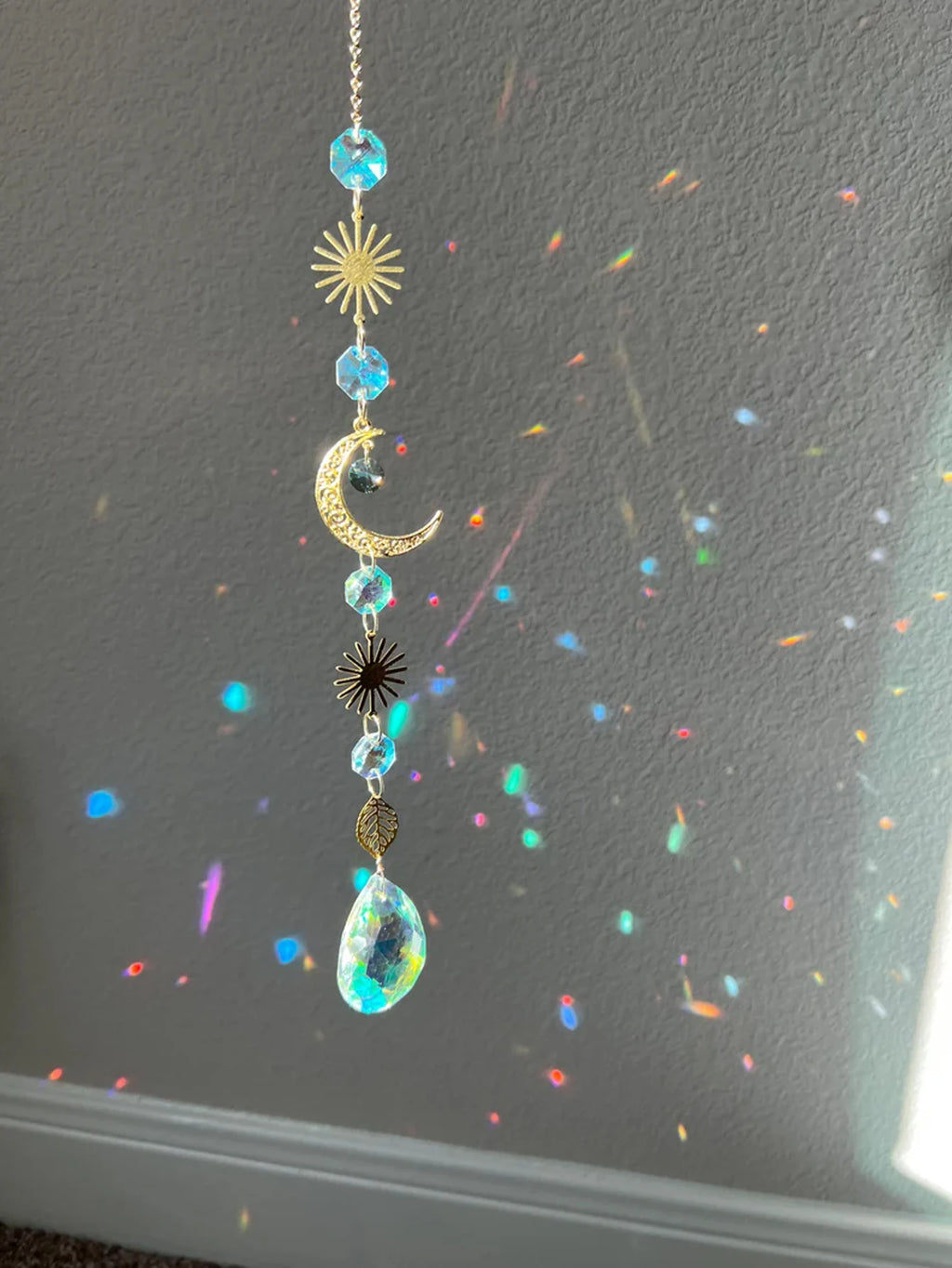 Moon Crystal Suncatcher, Prism, Hanging Decor 