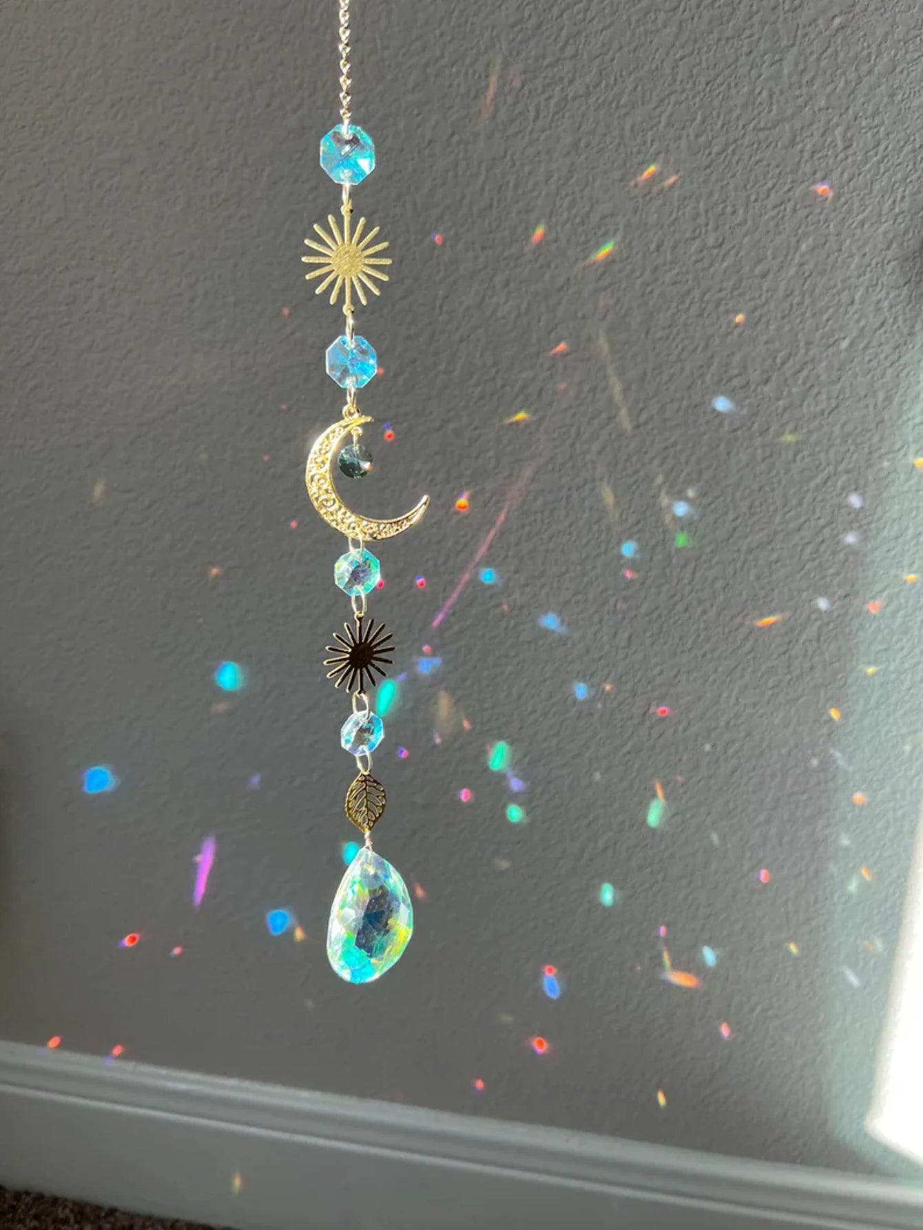 Moon Crystal Suncatcher, Prism, Hanging Decor 