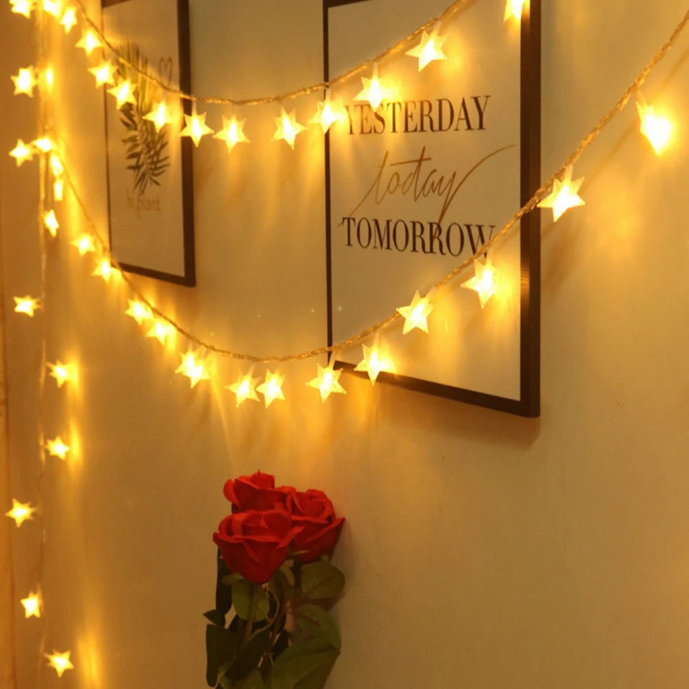 LED Star Fairy Lights Garland, Indoor Decoration 