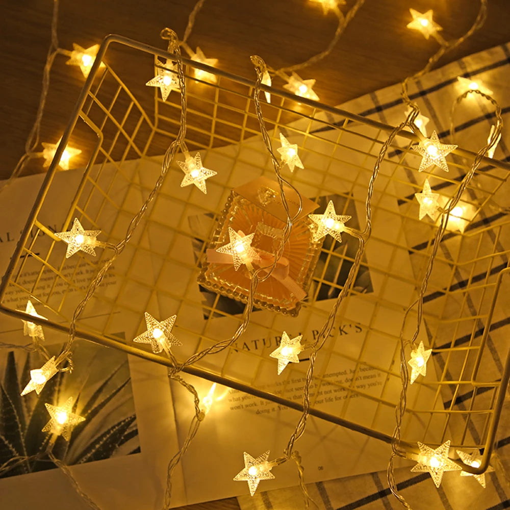 LED Star Fairy Lights Garland, Indoor Decoration 