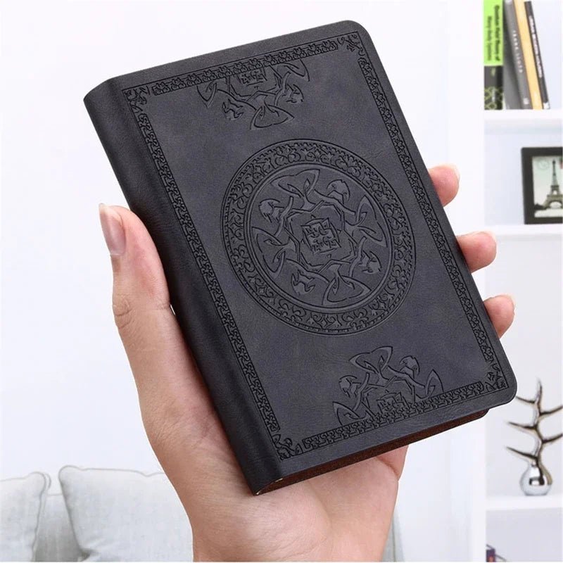 Portable Vintage Leather Notebook Diary Journal Pocket Size 140 Sheets 