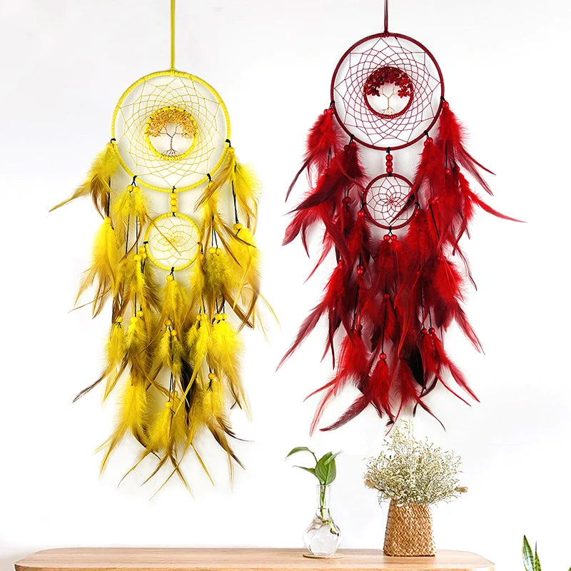 Tree of Life Feathered Dream Catcher 