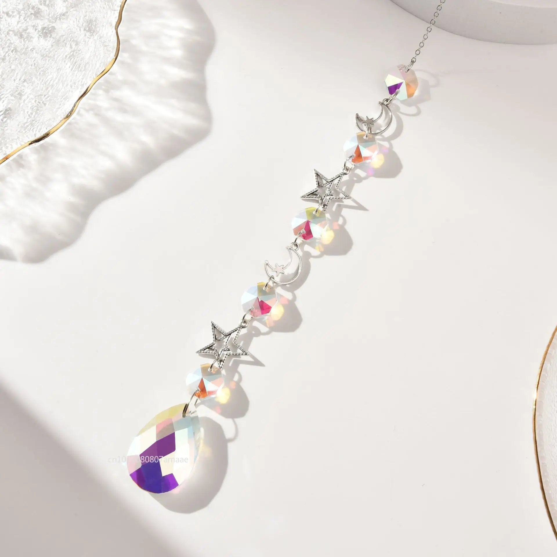 Galaxy Suncatcher Crystal Moon and Stars Hanging Garden Decoration Sun Catcher Rainbow Maker 