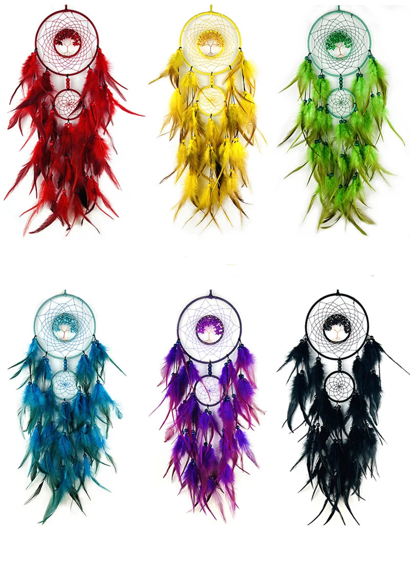 Tree of Life Feathered Dream Catcher 