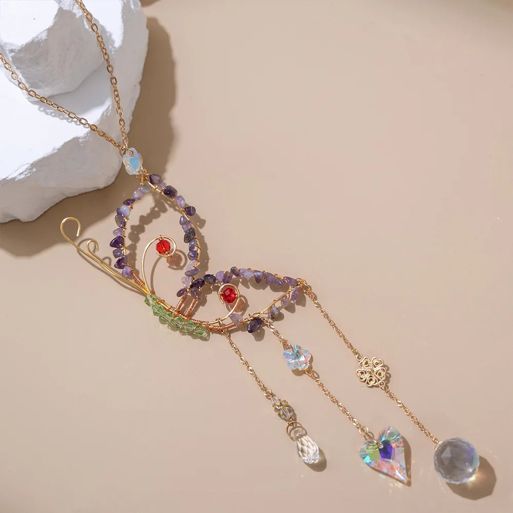 Crystal Colorful Butterfly Sun Catcher Prism, Home and Garden Hanging Decorations, Art 