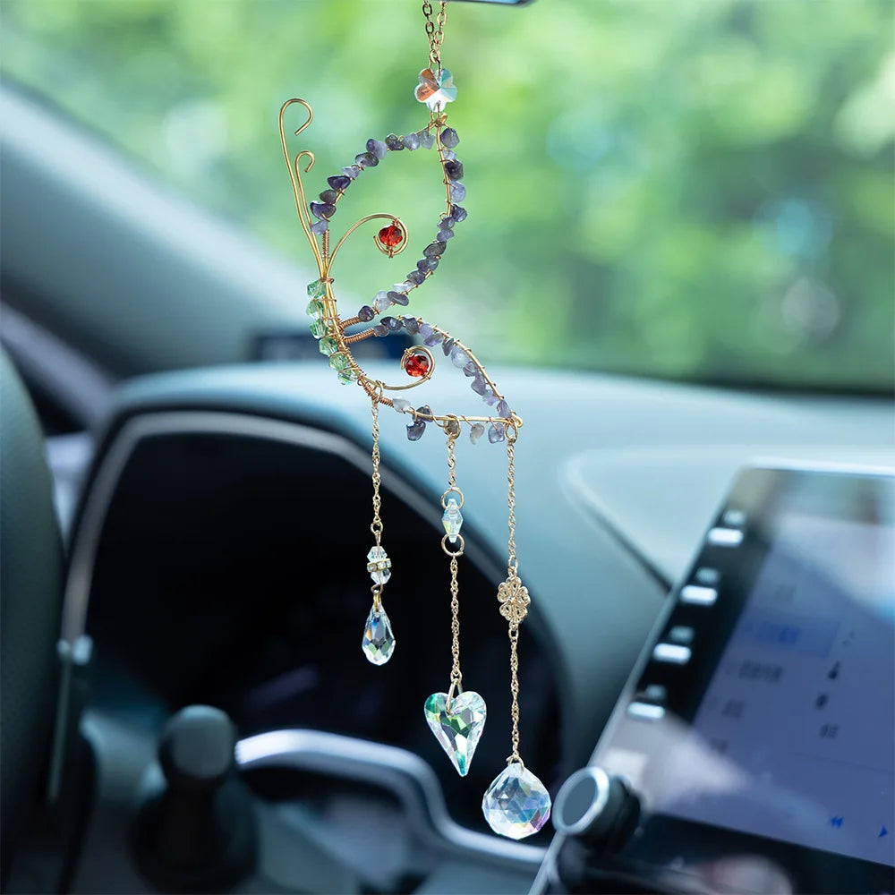 Crystal Colorful Butterfly Sun Catcher Prism, Home and Garden Hanging Decorations, Art 