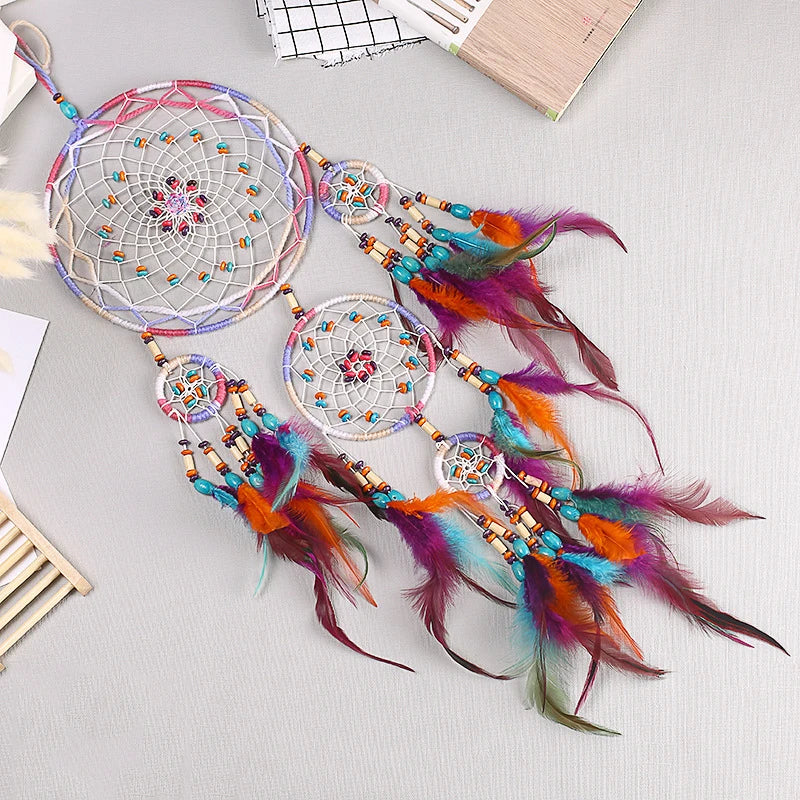 Multi-Color Five Ring Dream Catcher, Home Decoration, Wall Hanging 