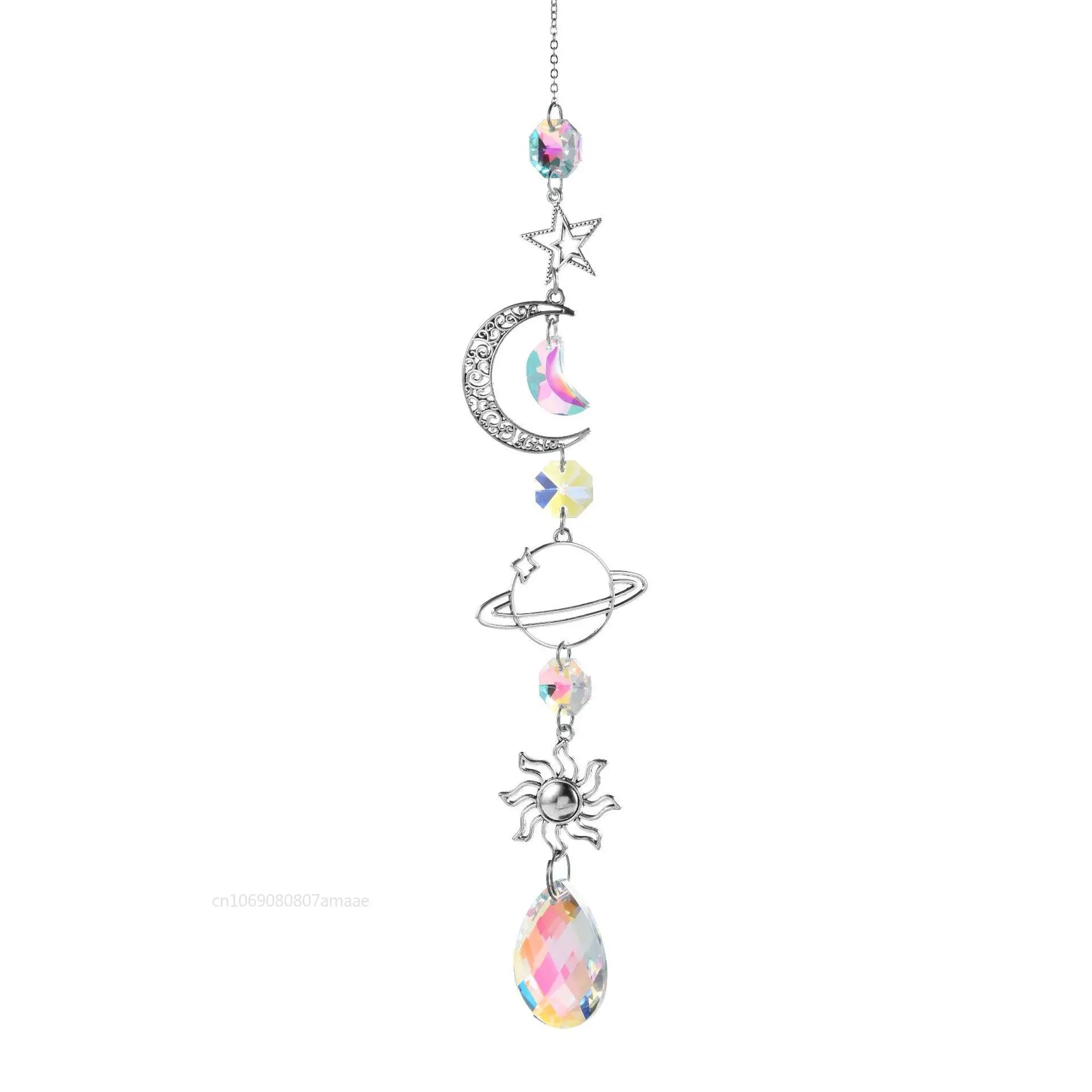 Galaxy Suncatcher Crystal Moon and Stars Hanging Garden Decoration Sun Catcher Rainbow Maker 