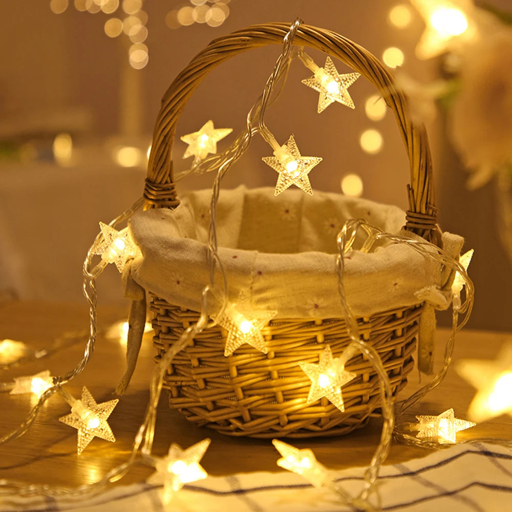 LED Star Fairy Lights Garland, Indoor Decoration 