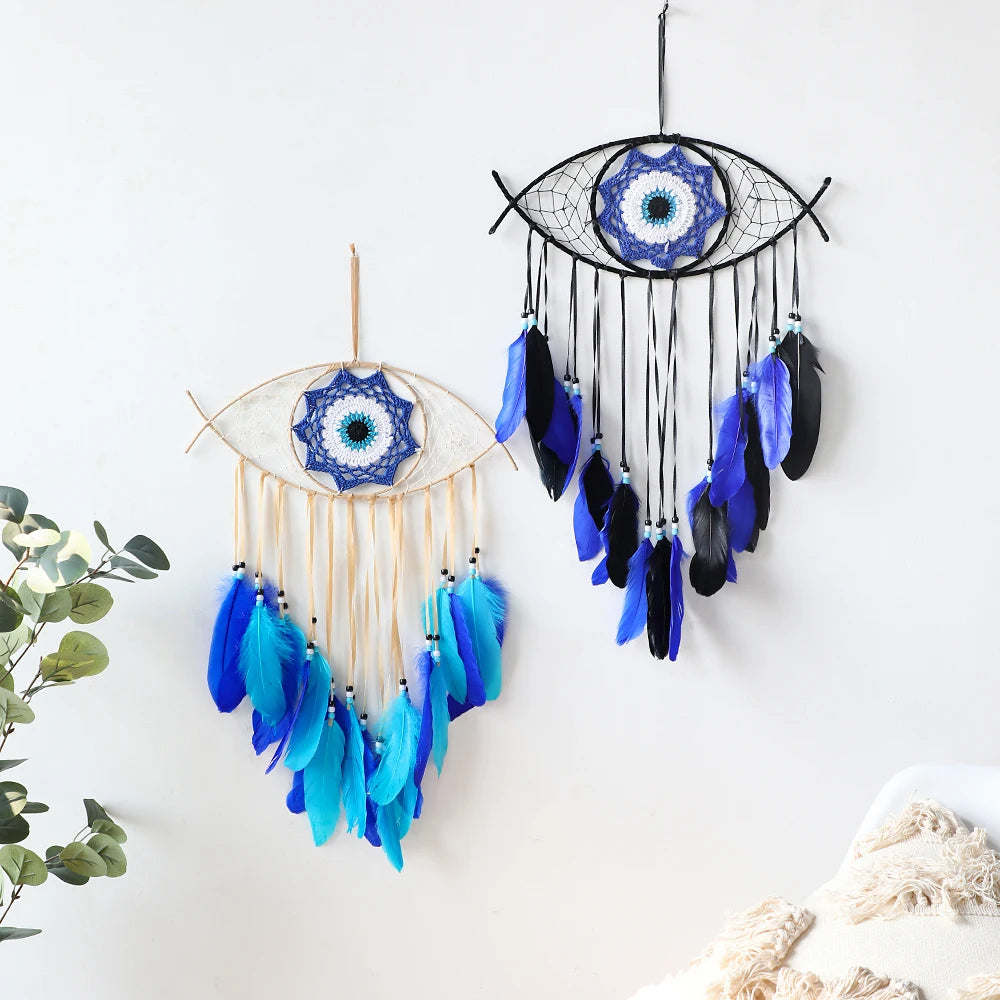 Evil Eye Dream Catcher, Boho Room Decor , Wall Hanging 