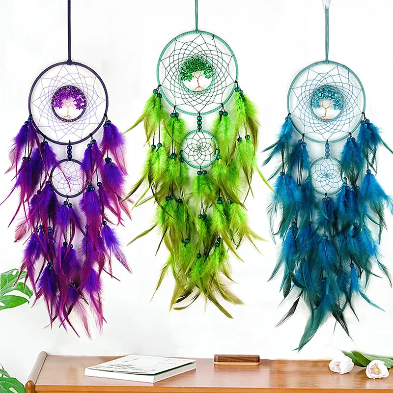 Tree of Life Feathered Dream Catcher 
