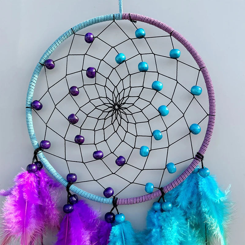 Two Tone Purple Blue Dream Catcher, Handmade Feather Decoration Home Accessory 