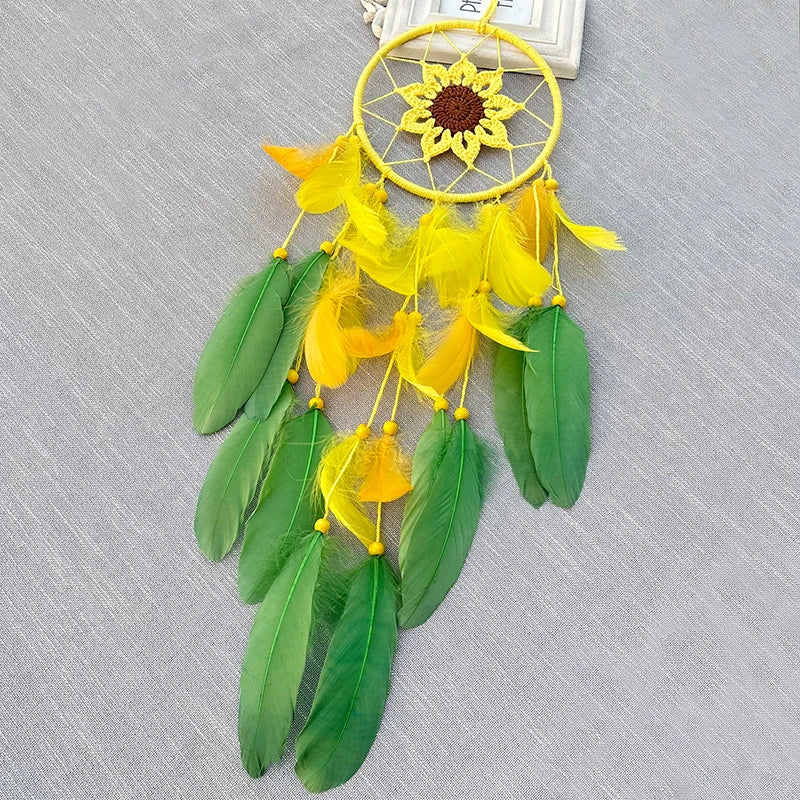 Fun Crochet Sunflower Dream Catcher, Wall Hanging Decor 