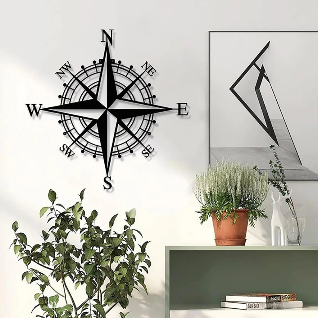 Metal Compass Wall Art Decoration, Home Decor, Living Room 