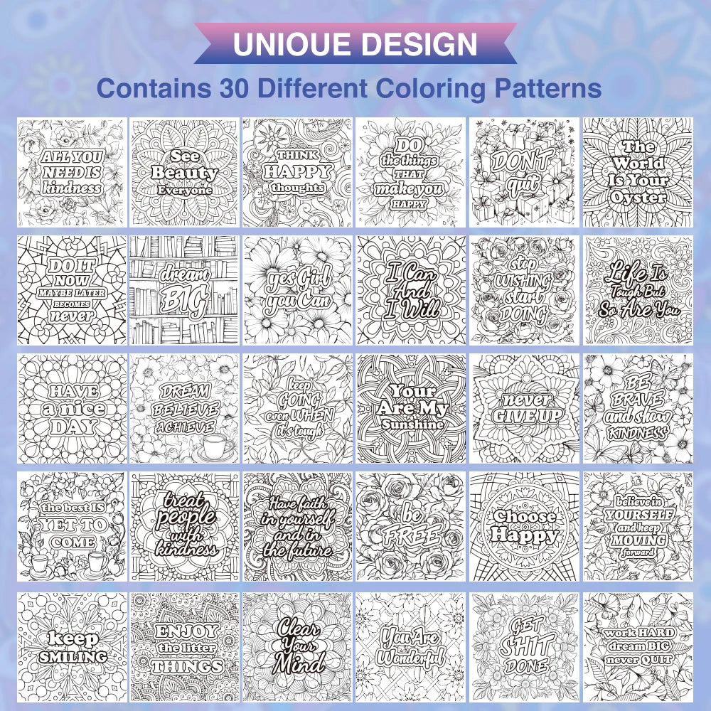 Inspirational Text Coloring Books With Flowers Sketchbooks For Relaxation 