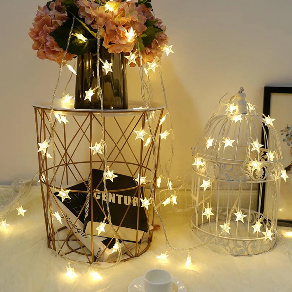LED Star Fairy Lights Garland, Indoor Decoration 