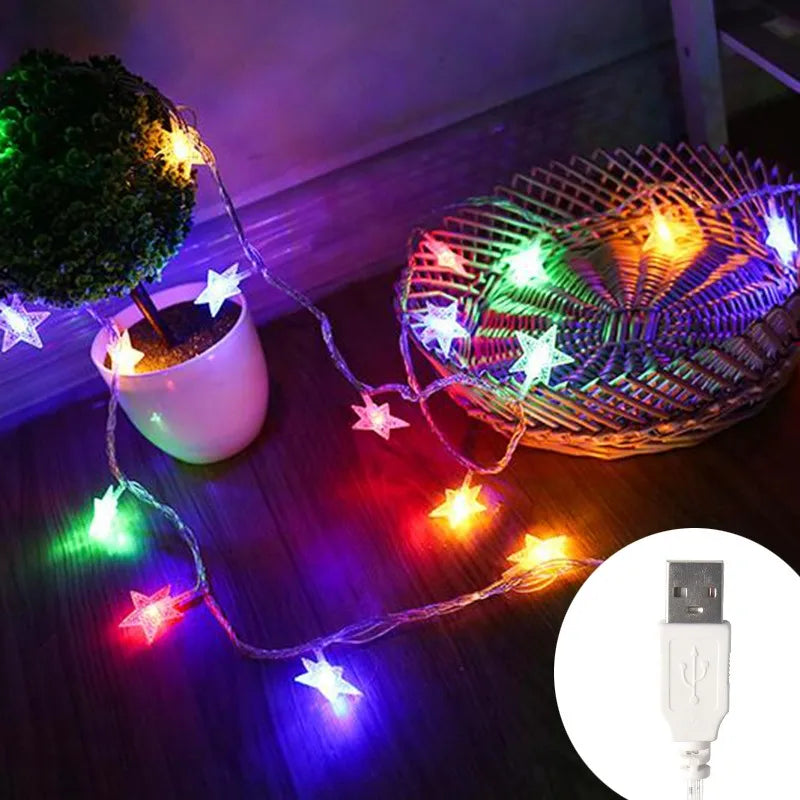 LED Star Fairy Lights Garland, Indoor Decoration 