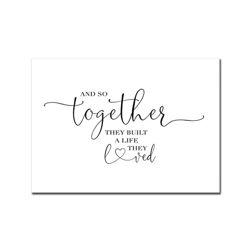 Couples Family Life Quote Canvas Wall Art Black White Poster Love Picture Living Bedroom Decor 
