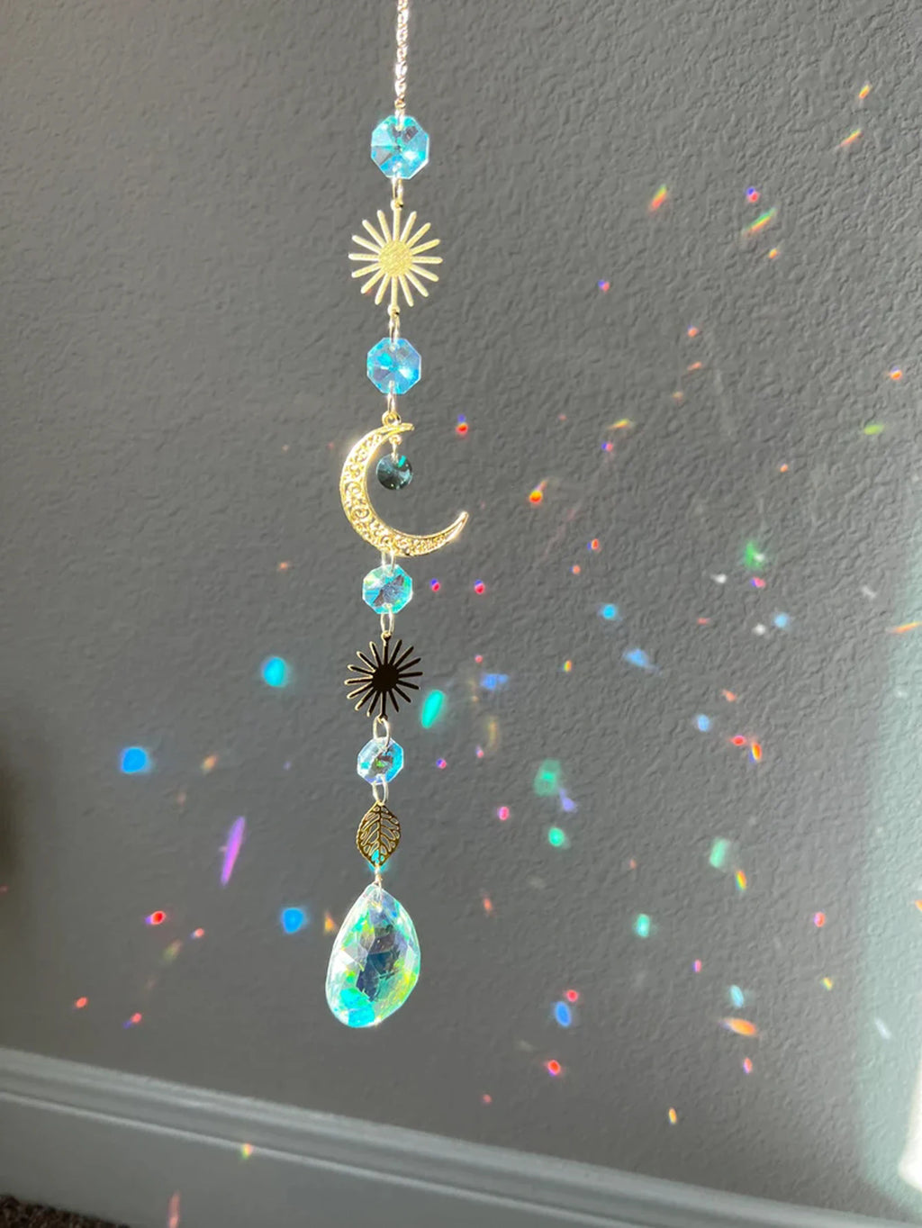 Moon Crystal Suncatcher, Prism, Hanging Decor 