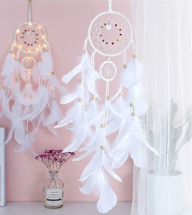 White Pastel Dream Catcher, Light and Home Decor, Wall Hanging 