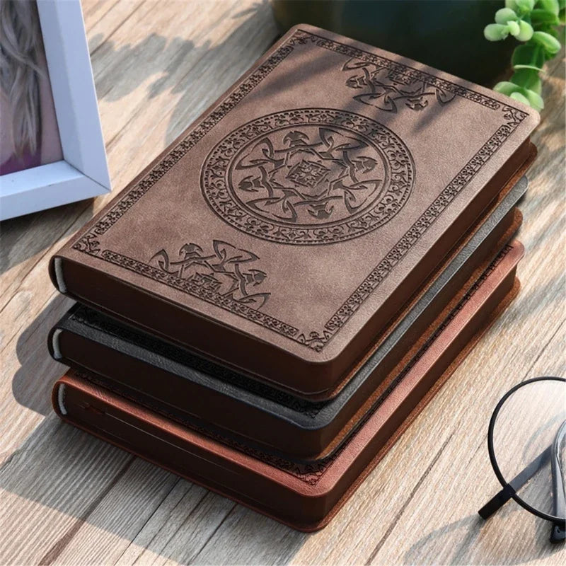 Portable Vintage Leather Notebook Diary Journal Pocket Size 140 Sheets 